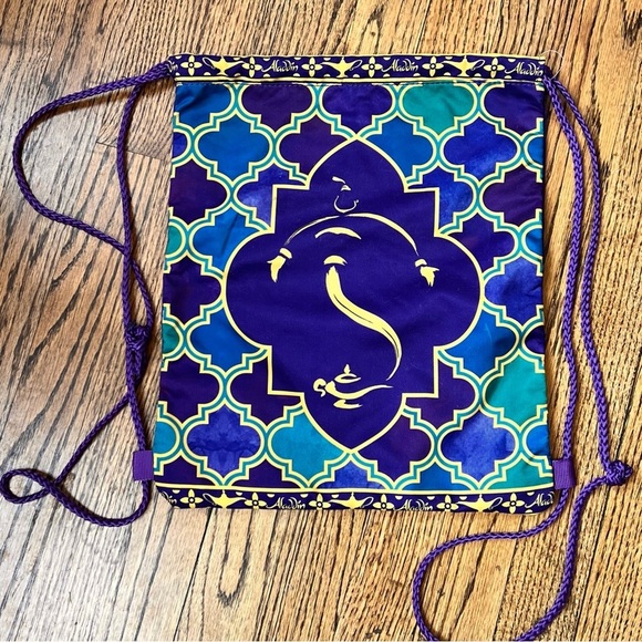 Disney Aladdin Jasmine Genie Cinch Drawstring Bag Backpack Purple Blue 14inx12in - Picture 1 of 7